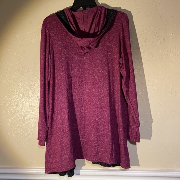 Soft & Cozy Maroon Hooded Long Sleeve Jacket NWOT - Picture 3 of 7